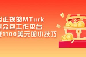 利用正规的MTurk微型众包工作平台，月赚1100美元的小技巧