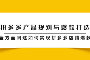 拼多多产品规划与爆款打造，全方面阐述如何实现拼多多店铺爆款