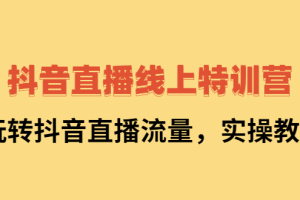 抖音直播线上特训营：玩转抖音直播流量，实操教学