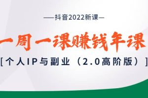 抖音2022新课：一周一课赚钱年课：个人IP与副业（2.0高阶版）