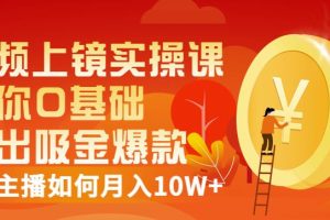 视频上镜实操课：带你0基础演出吸金爆款，赚钱主播如何月入10W