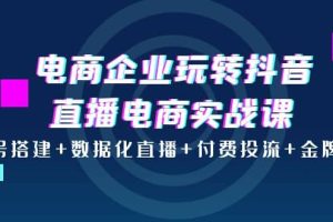 电商企业玩转抖音直播电商实战课：账号搭建 数据化直播 付费投流 金牌主播