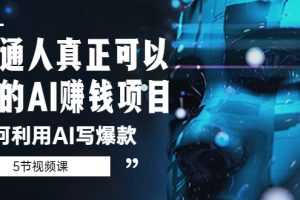 （5569期）普通人真正可以做的AI赚钱项目-如何利用AI写爆款（5节视频课）