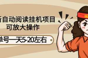 （2684期）最新自动阅读挂机项目，单号一天5-20左右 可放大操作【详细教程+挂机脚本】