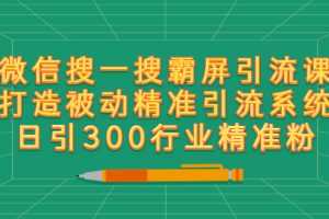 (2418期)微信搜一搜霸屏引流课,打造被动精准引流系统 日引300行业精准粉【无水印】