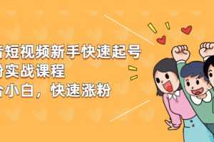 （1978期）抖音短视频新手快速起号涨粉实战课程，新手也能操作，快速涨粉