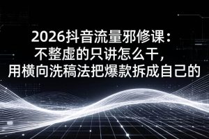 (17725期)2026抖音流量邪修课:不整虚的只讲怎么干,用横向洗稿法把爆款拆成自己的