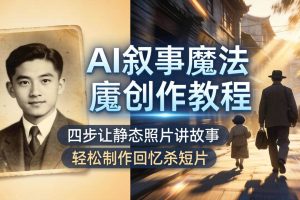 （18208期）AI叙事魔法创作教程，四步让静态照片讲故事，老照片修复加动态特效，轻松制作回忆杀短片