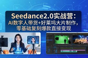 （18238期）Seedance2.0实战营：AI数字人带货+好莱坞大片制作，零基础复刻爆款直接变现