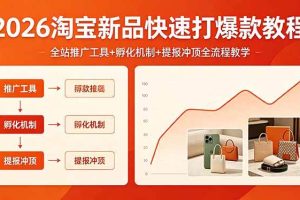 (18422期) 2026淘宝新品快速打爆款教程,全站推广工具+孵化机制+提报冲顶全流程教学