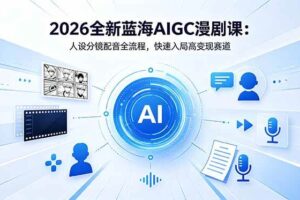 (18621期)2026全新蓝海AIGC漫剧课:人设分镜配音全流程,快速入局高变现赛道