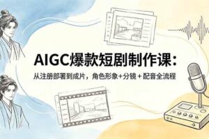 (18676期)AIGC爆款短剧制作课:从注册部署到成片,角色形象+分镜+配音全流程