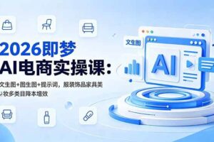 (18822期)2026即梦AI电商实操课:文生图+图生图+提示词,服装饰品家具美妆多类目降本增效