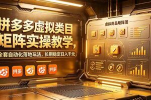 (18847期)拼多多虚拟类目矩阵实操教学,全套自动化落地玩法,长期稳定日入千元