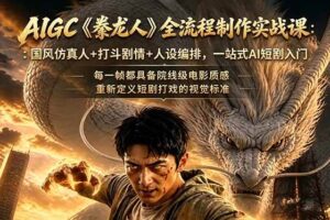 (18849期)AIGC《豢龙人》全流程制作实战课:国风仿真人+打斗剧情+人设编排,一站式AI短剧入门