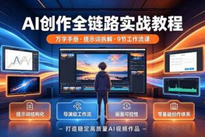 (19247期)AI创作全链路实战教程|万字手册·提示词拆解·9节工作流课,打造稳定高质量AI视频作品