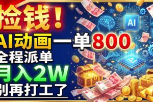 (19330期)捡钱!AI动画一单800,全程派单,月入2W,别再打工了