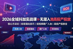 (19341期)2026全域抖加实战课:无潜入池核心方法论|标签强化技巧|短视频硬广入池|高投产投放全教程